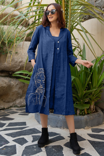 Flawless Hand Embroidery Soft Cotton Dress With Spaghetti