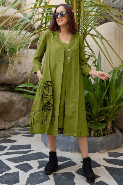 Flawless Hand Embroidery Soft Cotton Dress With Spaghetti