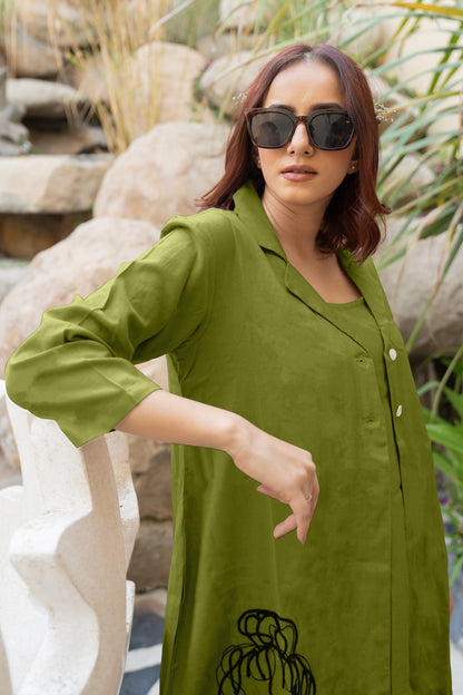 Flawless Hand Embroidery Soft Cotton Dress With Spaghetti