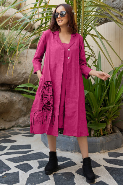 Flawless Hand Embroidery Soft Cotton Dress With Spaghetti