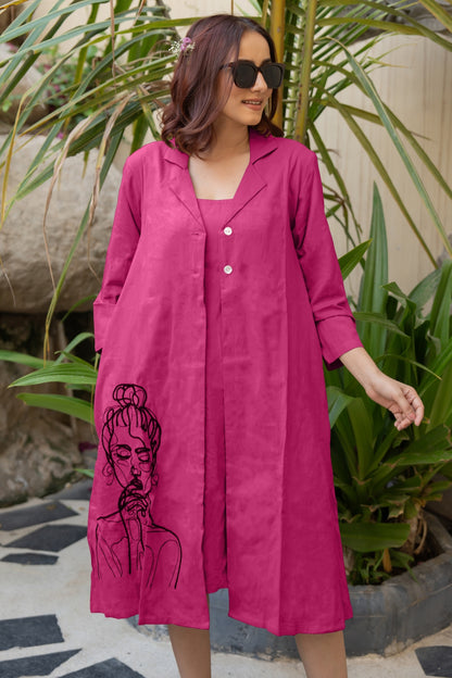 Flawless Hand Embroidery Soft Cotton Dress With Spaghetti