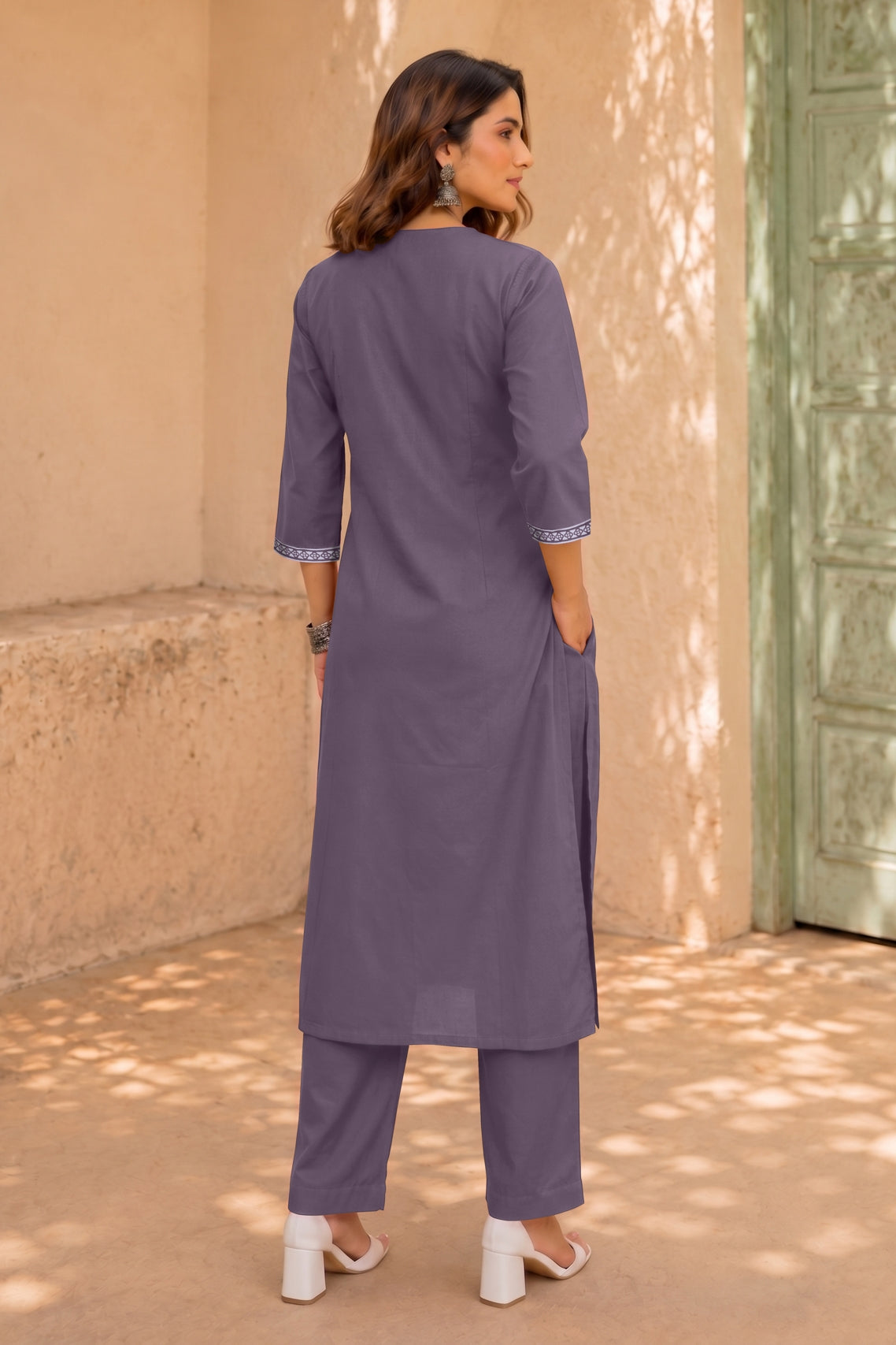Fancy Block Print Kurta Set with Cutdana Work