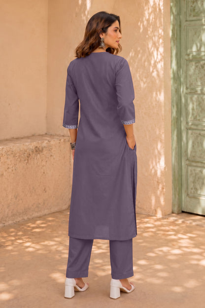 Fancy Block Print Kurta Set with Cutdana Work