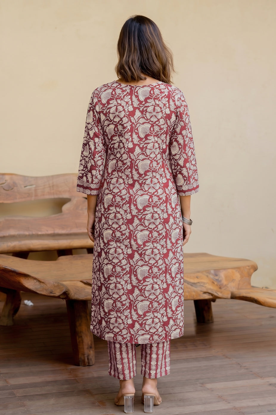 Trendy Pure Cotton Floral Mirror Work Kurta Pant Dupatta Set