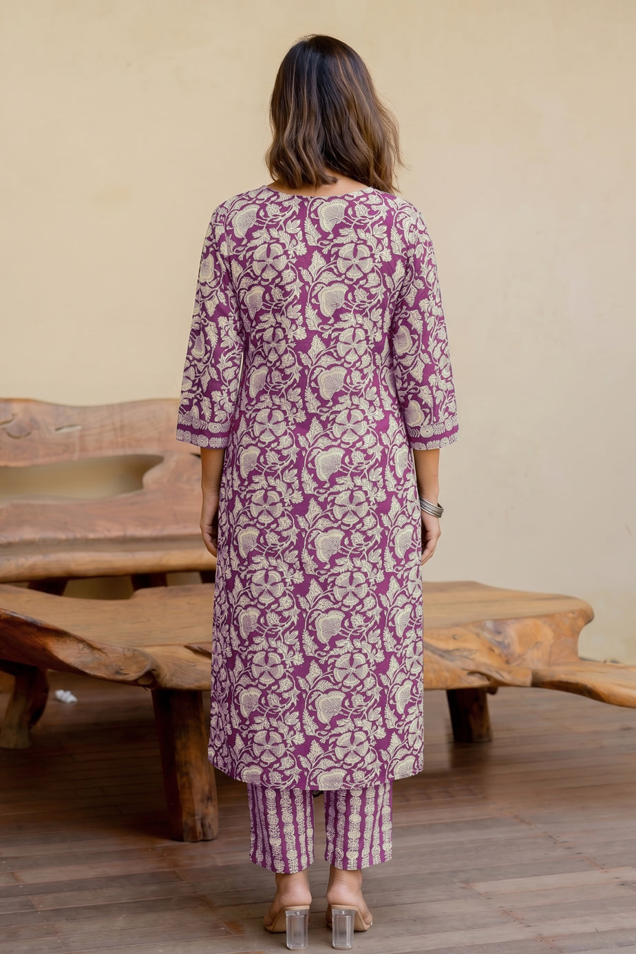 Trendy Pure Cotton Floral Mirror Work Kurta Pant Dupatta Set