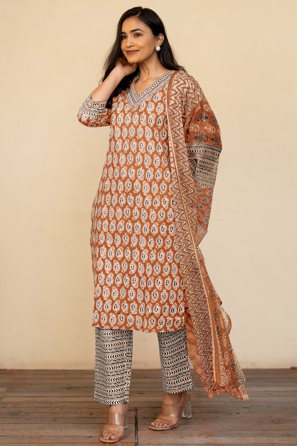 Trendy Cotton Floral Print Kurta Set with dupatta