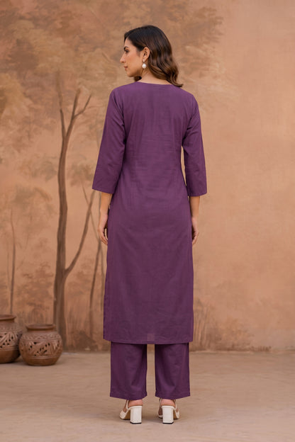 Elegant Ajrakh Block Print Kurta Set with Mirror & Thread Work