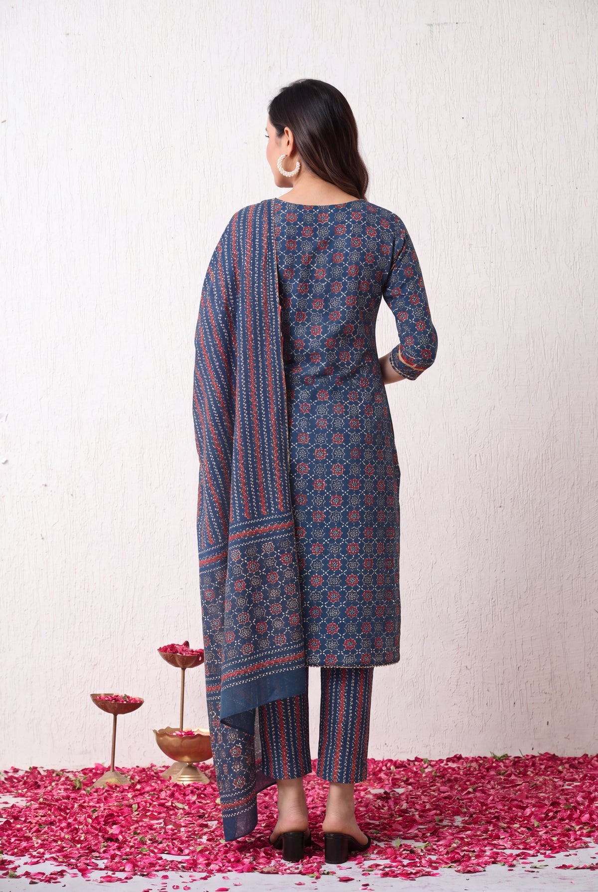 Royal Ajrakh Elegance – Sequin & Gotta Patti Kurta Set