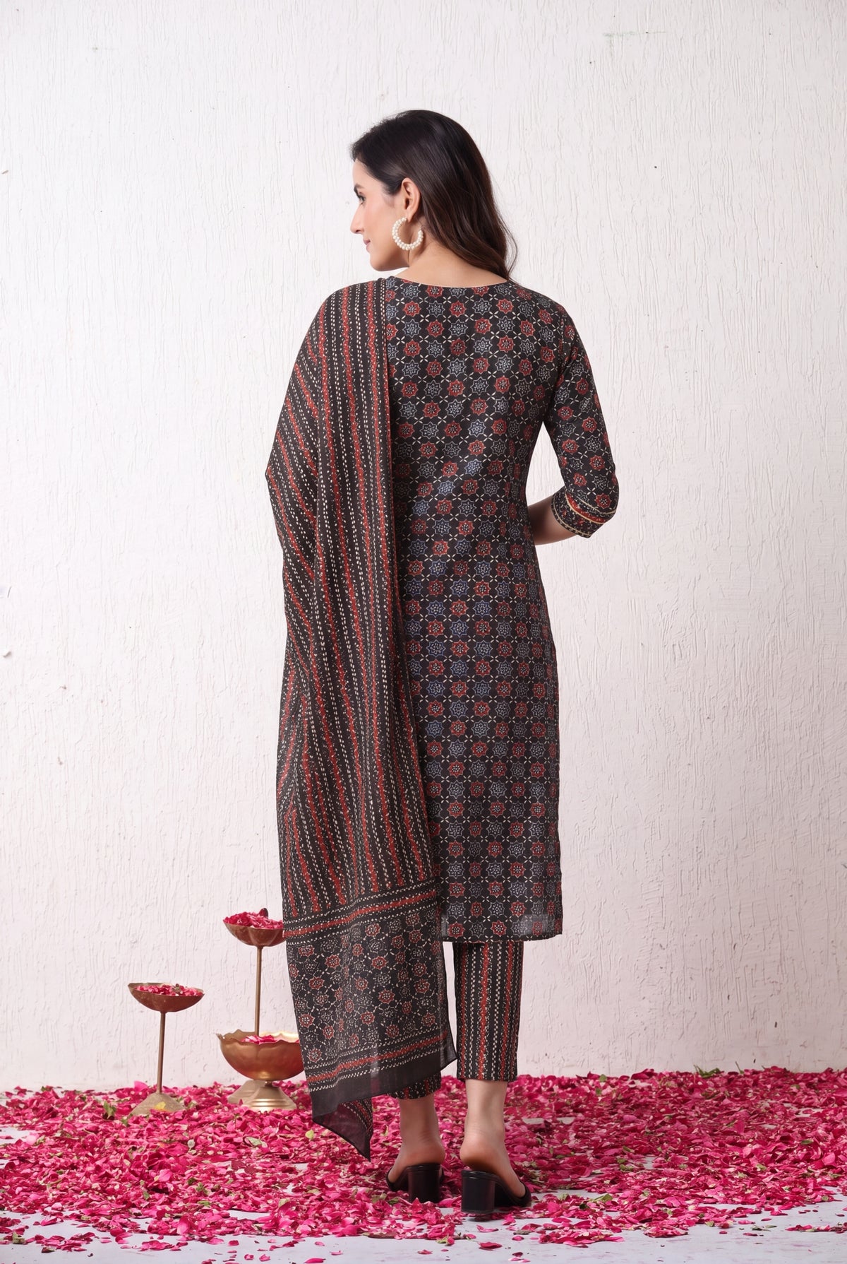 Royal Ajrakh Elegance – Sequin & Gotta Patti Kurta Set