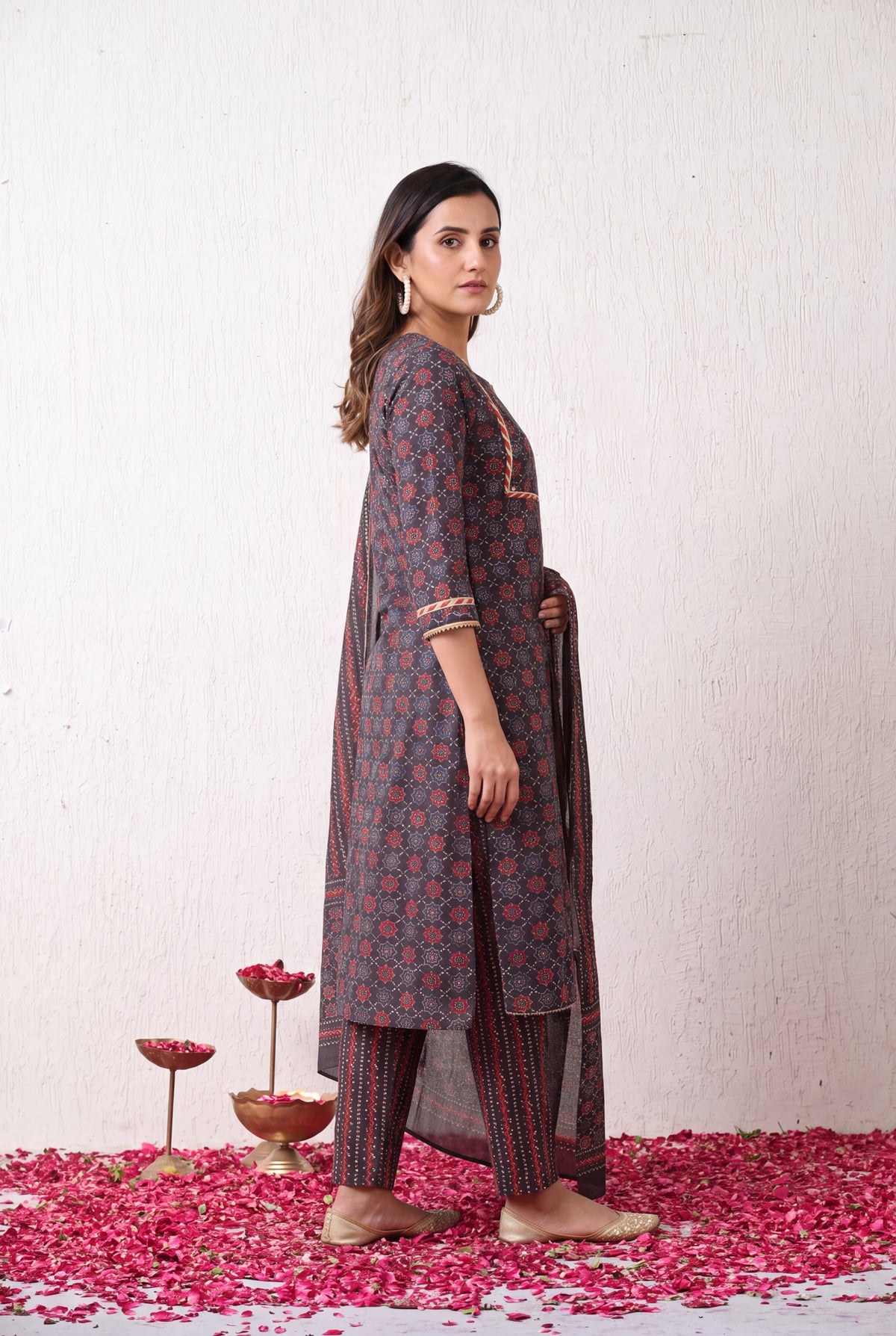 Royal Ajrakh Elegance – Sequin & Gotta Patti Kurta Set