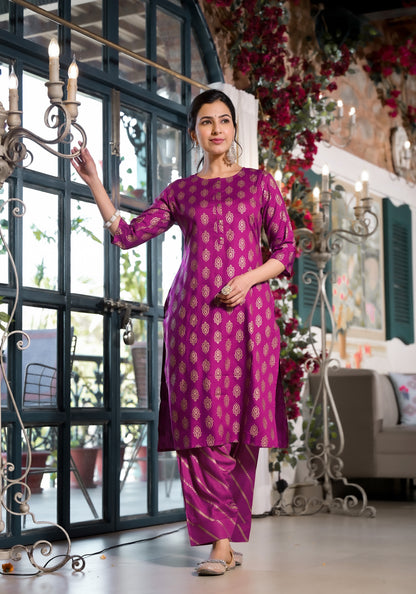 Elegant Rayon Foil Print Kurti with Dhoti Pant