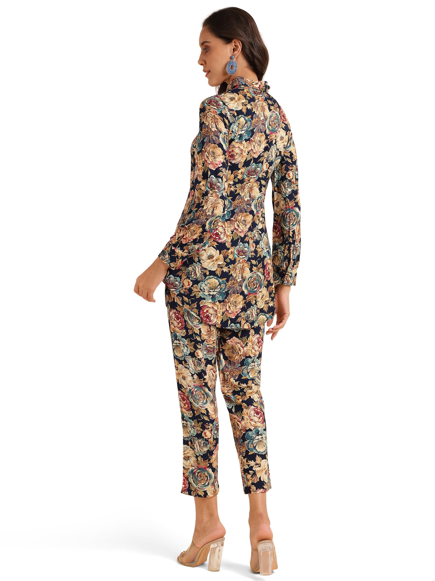 Elegant Foil & Floral Print Rayon Co-Ord Set