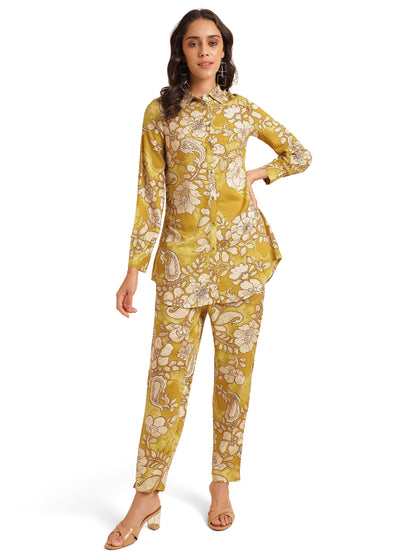 Elegant Floral Print With Hand Work Rayon Co-Ord Set