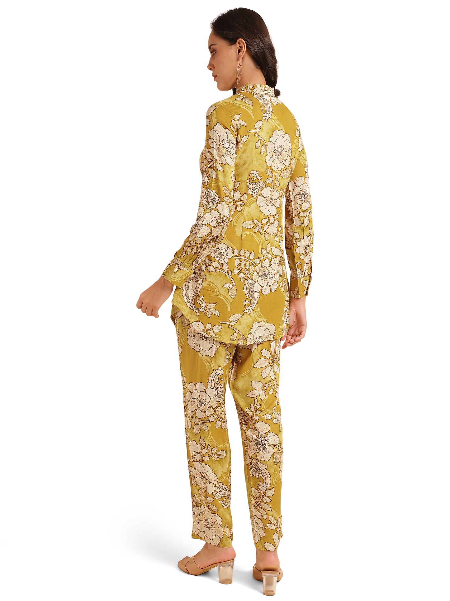 Elegant Floral Print With Hand Work Rayon Co-Ord Set