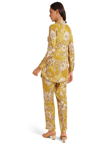 Elegant Floral Print With Hand Work Rayon Co-Ord Set