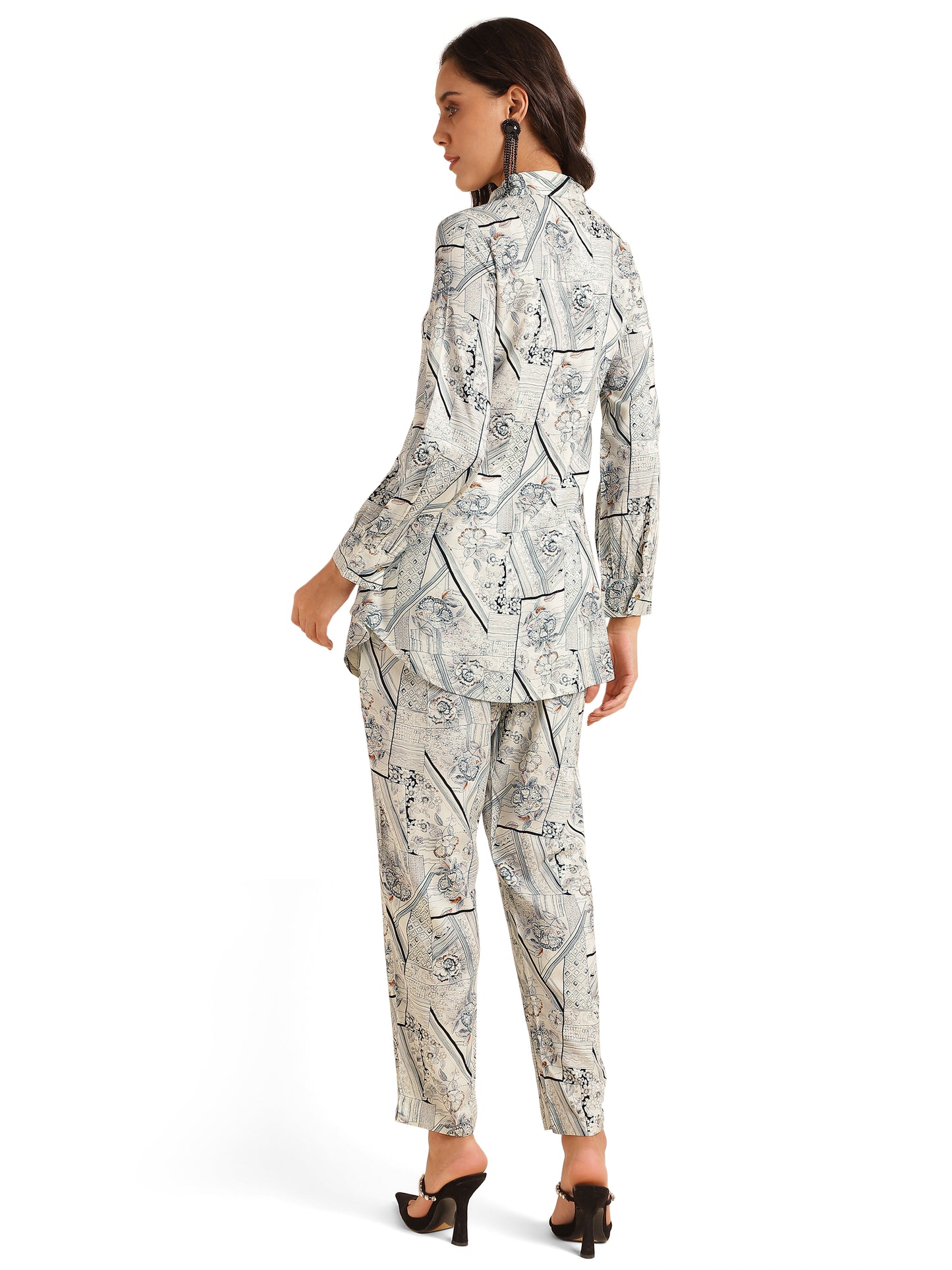 Elegant Foil & Floral Print With Hand Work Rayon Co-Ord Set