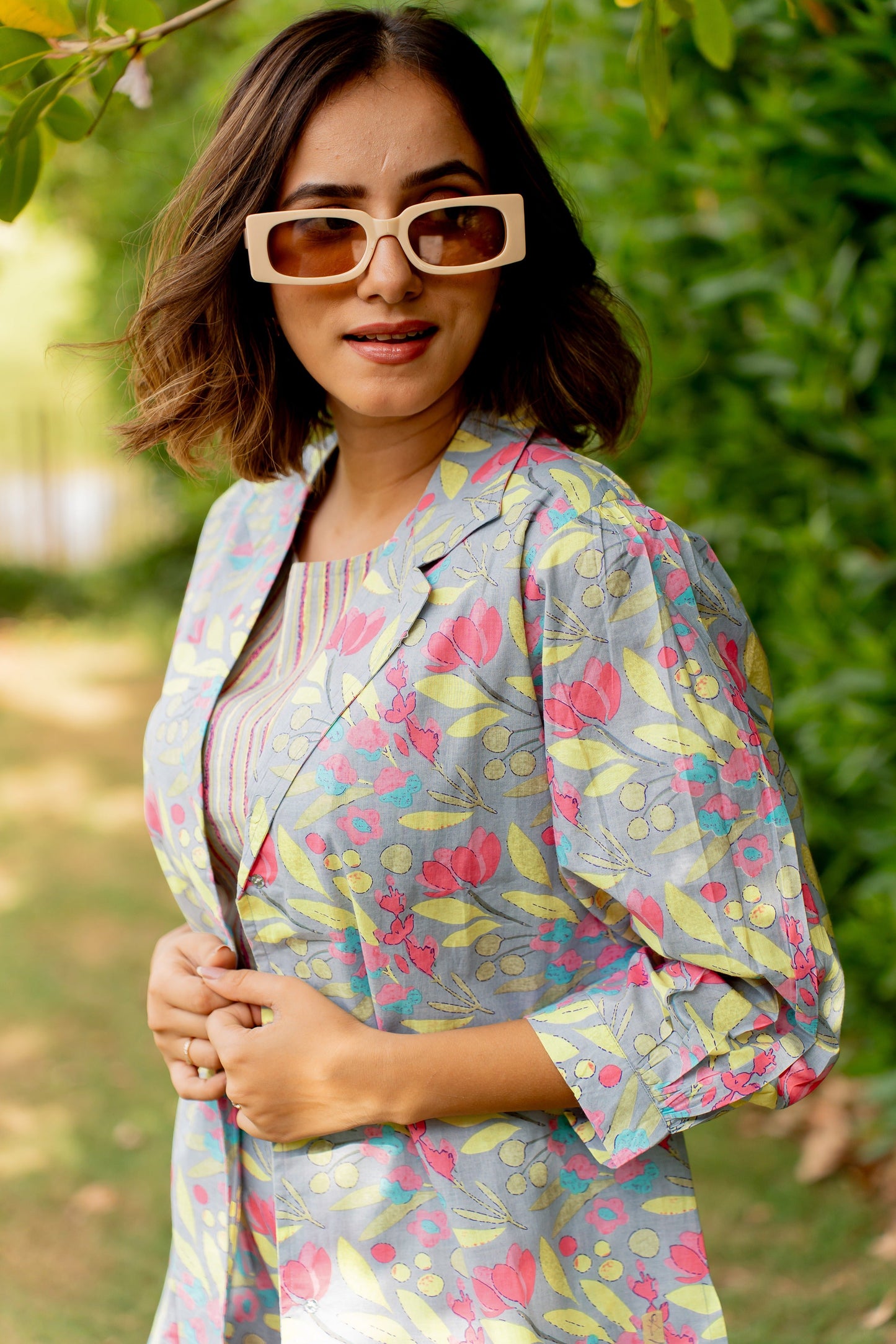 Floral Printed Co-ord Set with jacket