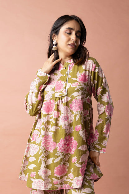 Black Cotton Printed Co-ord Set
