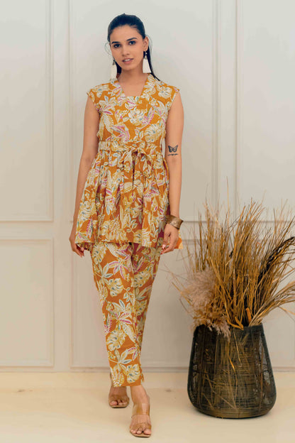 Women's Elegant Cotton Floral Printed Co-Ord Set