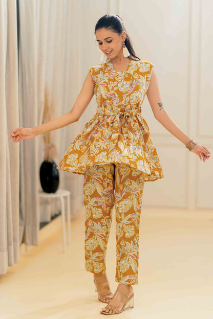 Women's Elegant Cotton Floral Printed Co-Ord Set