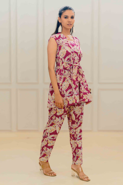 Women's Elegant Cotton Floral Printed Co-Ord Set
