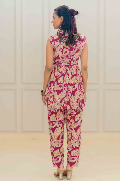 Women's Elegant Cotton Floral Printed Co-Ord Set