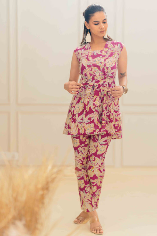 Women's Elegant Cotton Floral Printed Co-Ord Set