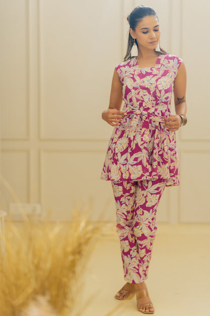 Women's Elegant Cotton Floral Printed Co-Ord Set