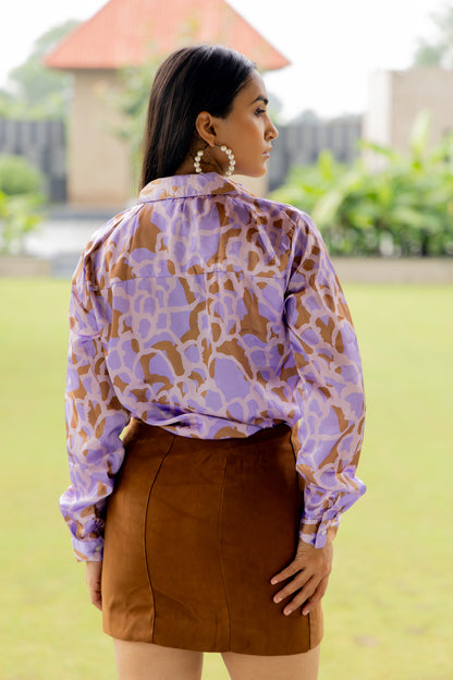 Abstract Print Satin Shirt