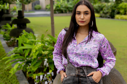 animal Print Satin Shirt