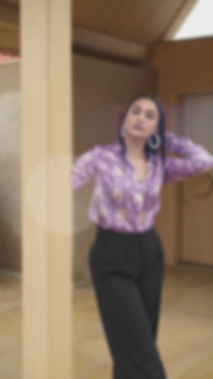 Vibrant Purple Satin Shirt